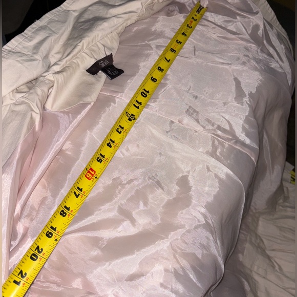 Luii NWOT Button Down Double Pleated Hem off white 3/4 trench coat jacket L - Picture 11 of 12